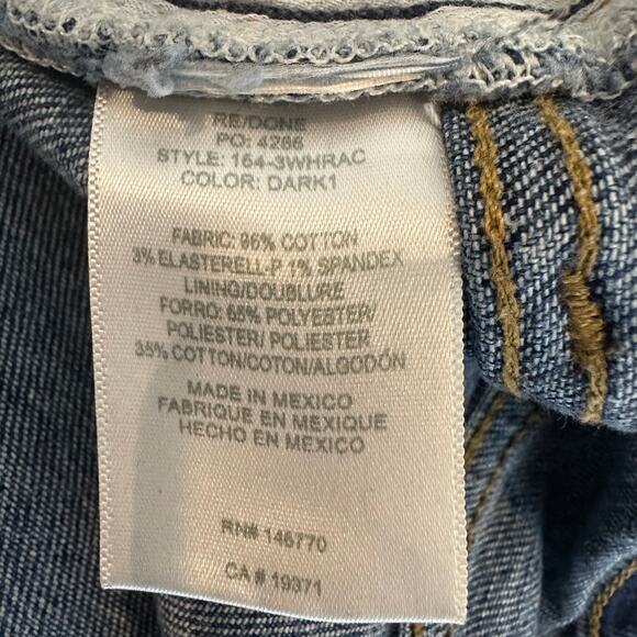 RE/DONE 90's High Rise Button Fly Ankle Skinny Jeans Dark Wash sz 29 EUC - Picture 6 of 8